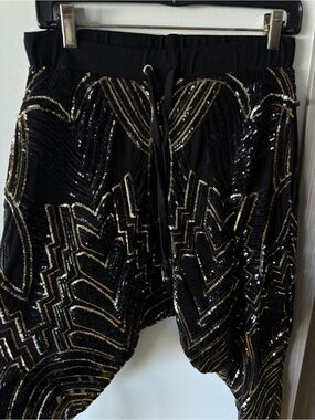 Black & Gold Sequin burning boho pants